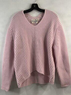 Tory Sport Pink Chunky 100% Merino Wool High Low Sweater M